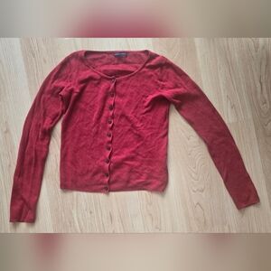 Brandy Melville Red Knit Pointelle Cardigan